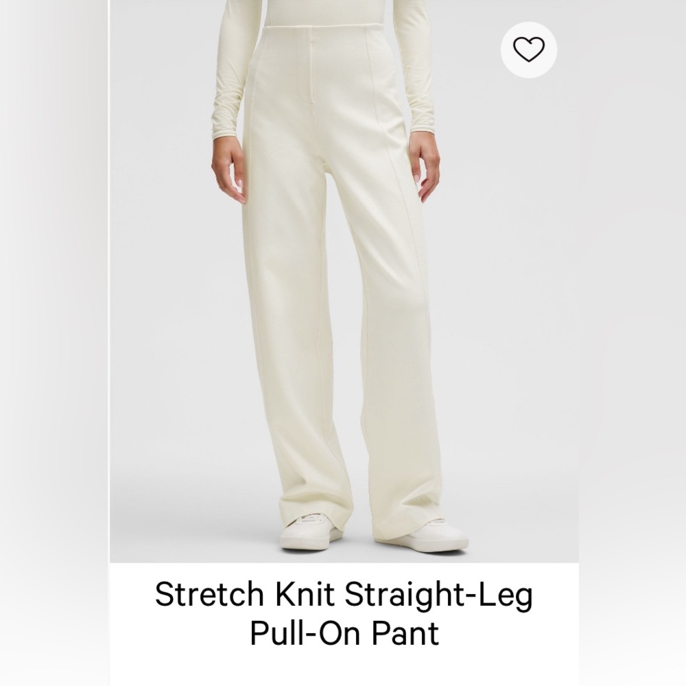 Lululemon Stretch Knit Straight-Leg Pull-On Pant — Ivory, Size XXS